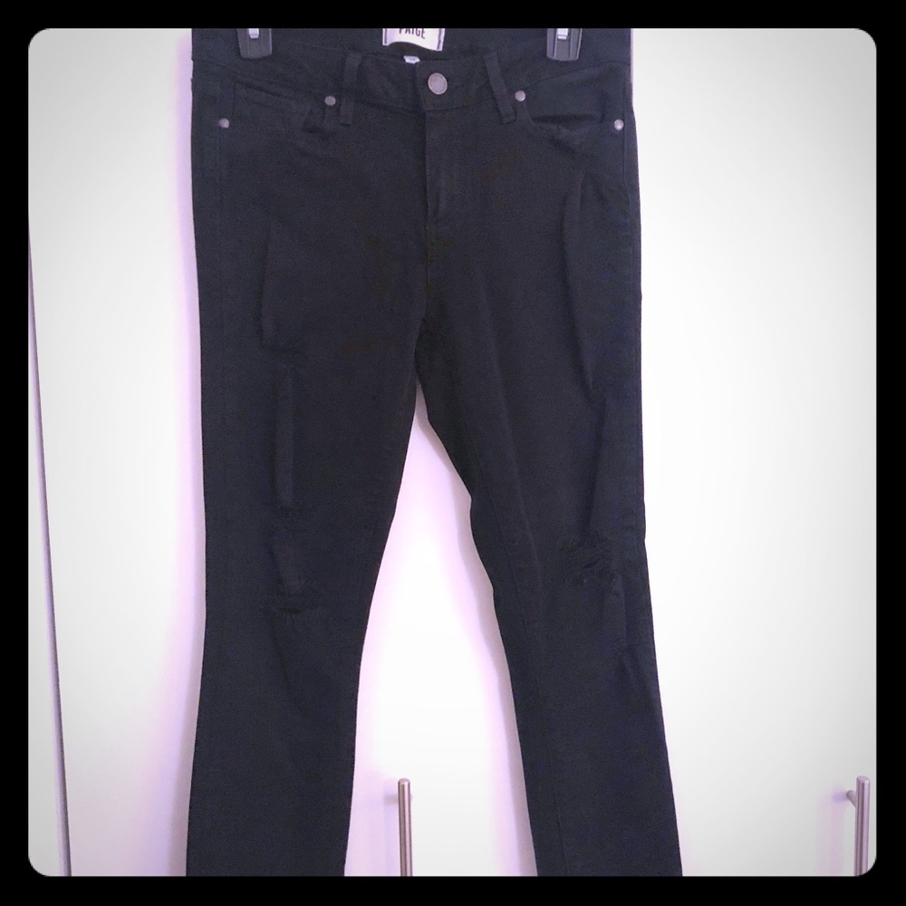 Barley Worn Distressed Paige Black Skinny Jeans